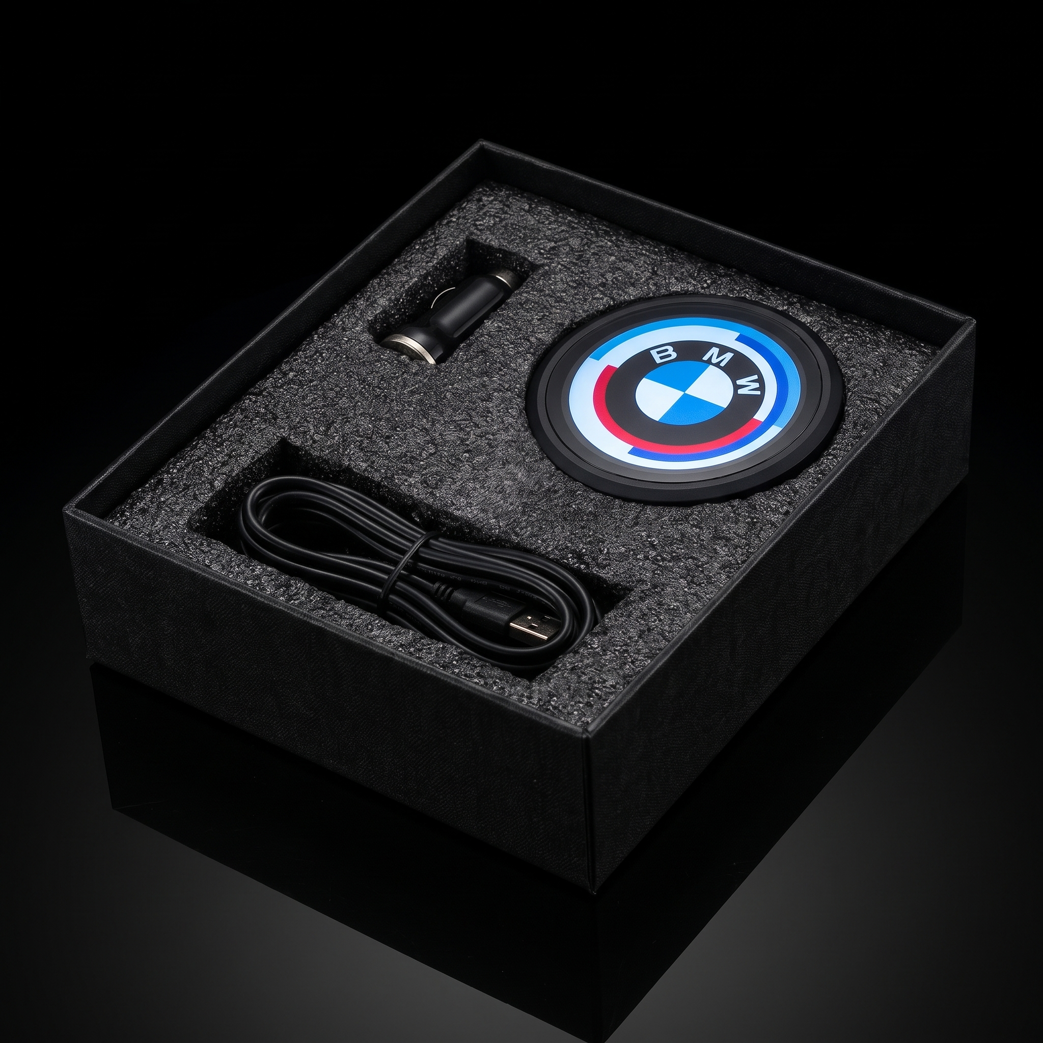 HALO digital emblem side profile showing brushed gunmetal bezel, under 15mm flush