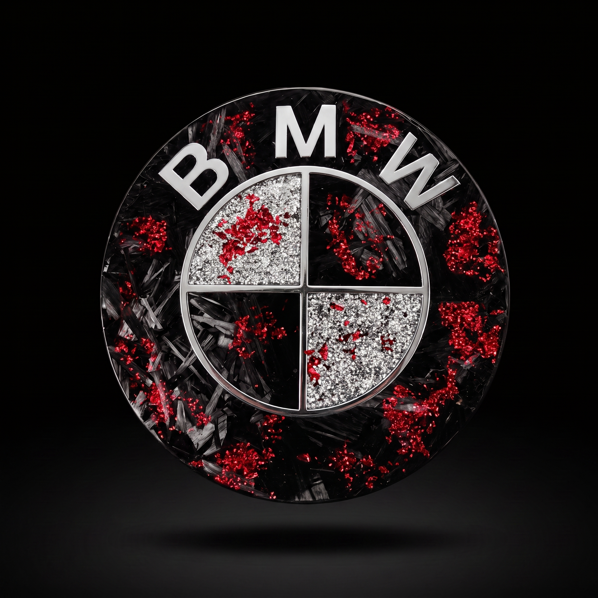 Crimson Frost — Forged Carbon Badge — one-of-one forged carbon roundel by REVMODE
