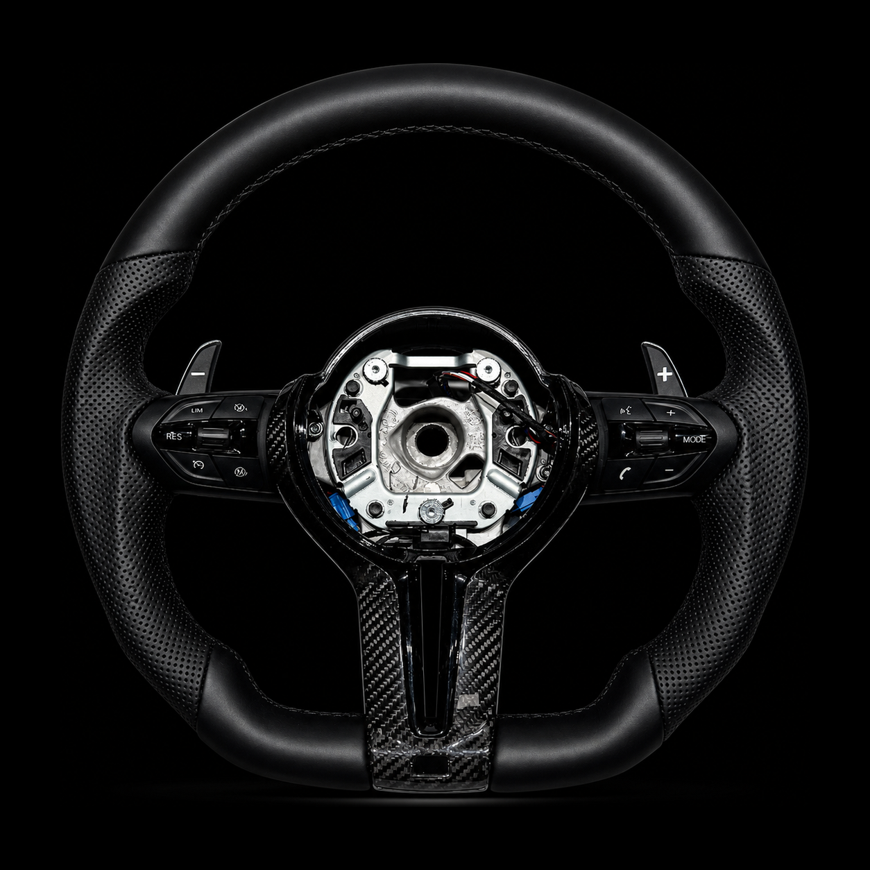 Blue forged carbon steering wheel for BMW F-Series