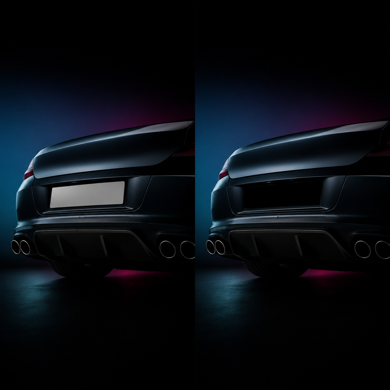 ECLIPSE EU Vanish Plate — plate visible versus fully opaque, side by side