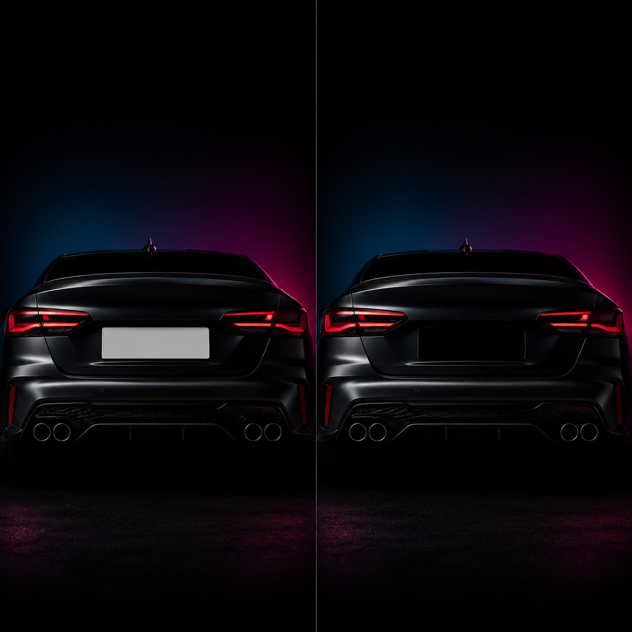 ECLIPSE US/CAN Vanish Plate — plate visible versus fully opaque, side by side