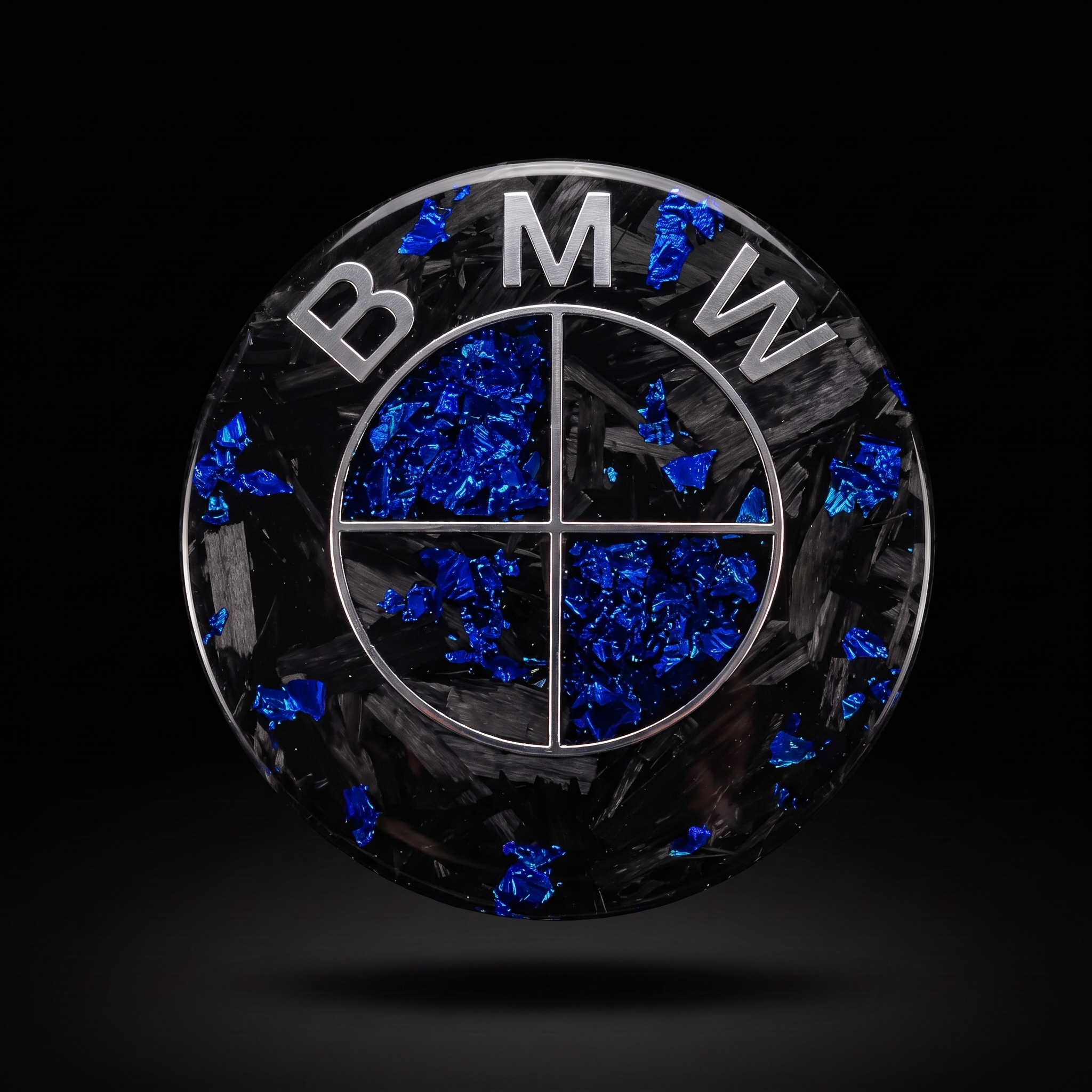 Sapphire Storm — Forged Carbon Badge
