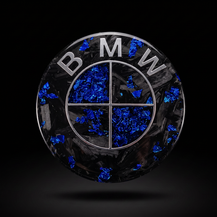Sapphire Storm — Forged Carbon Badge — one-of-one forged carbon roundel by REVMODE